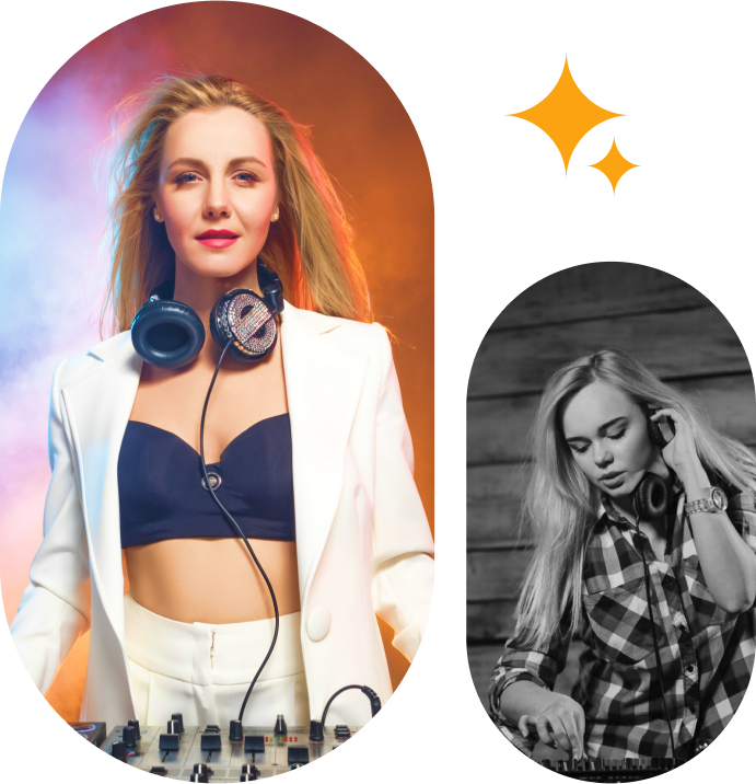 Two female DJs performing music.