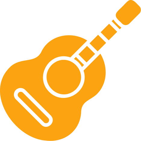 Orange guitar icon illustration.
